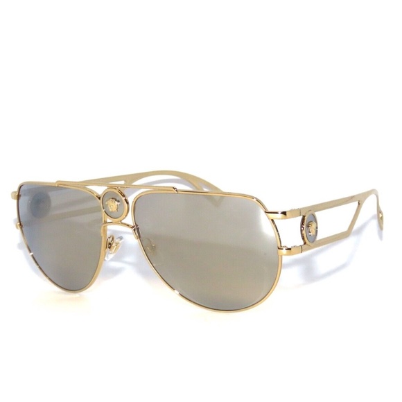 Versace VE2225 2225 12526G Pale Gold Light Gray Mirror Silver Sunglasses main image 5